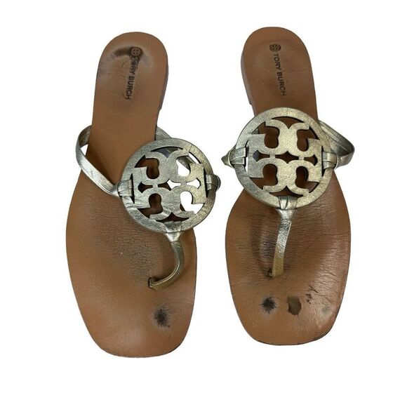 Tory Burch Miller Women's Thong Sandals flats US 10M Logo - Picture 1 of 5